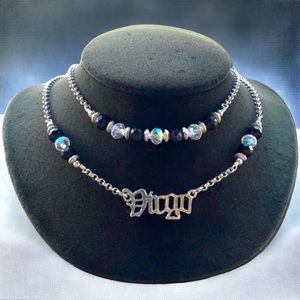 ♍️ Virgo zodiac necklaces .Set of 2 necklaces . zodiac sign & rhinestones
